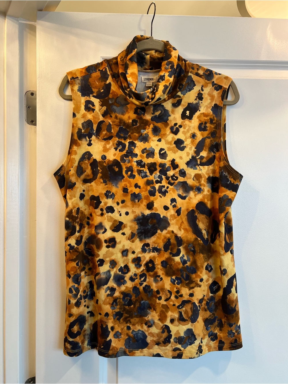 L’agence animal print Sleeveless Turtleneck, a generous but not huge Size XXL.